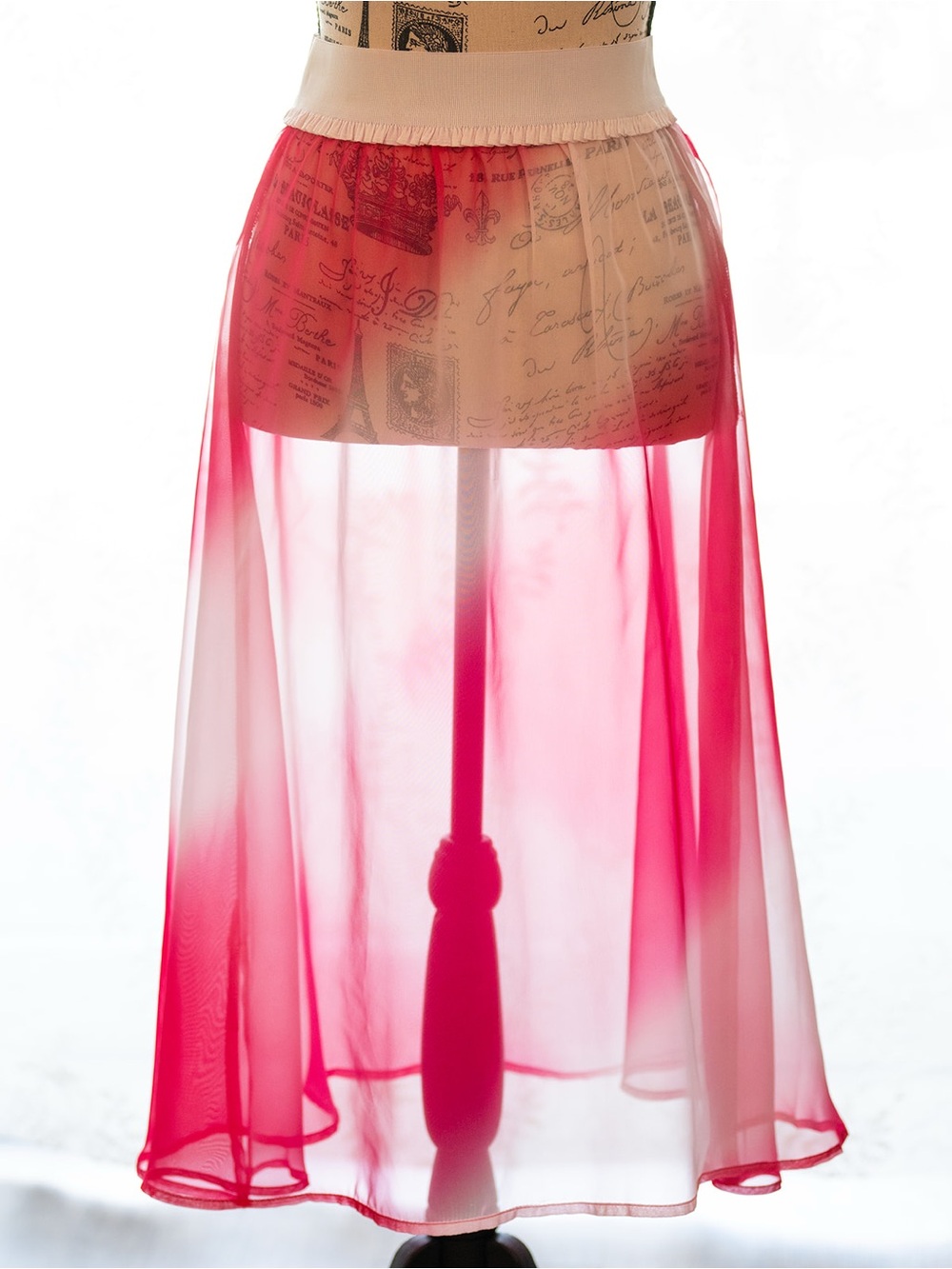 Sheer Pink and White Boho Skirt NWT
